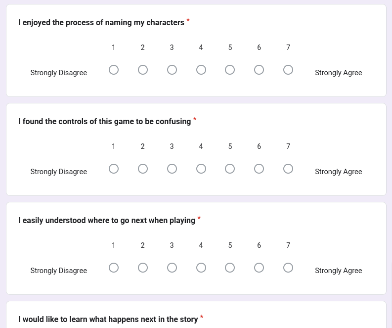 Snapshot of the post-task questionare drafted for the pilot usability study